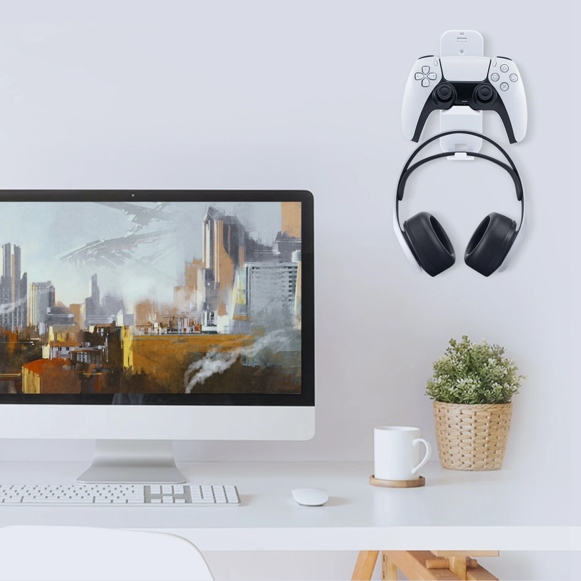 Επιτοίχια Βάση Στήριξης Gamepad και Ακουστικών με στιβαρό κράτημα