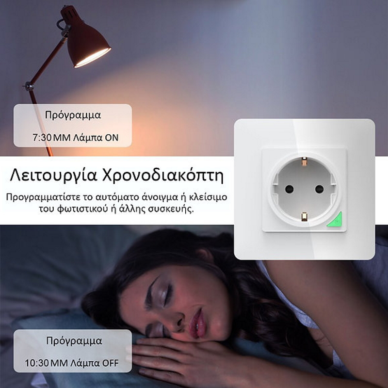 MOES WK-Y-EU-WH-MS Smart WiFi Χωνευτή Πρίζα Τοίχου (16Α) Λευκή