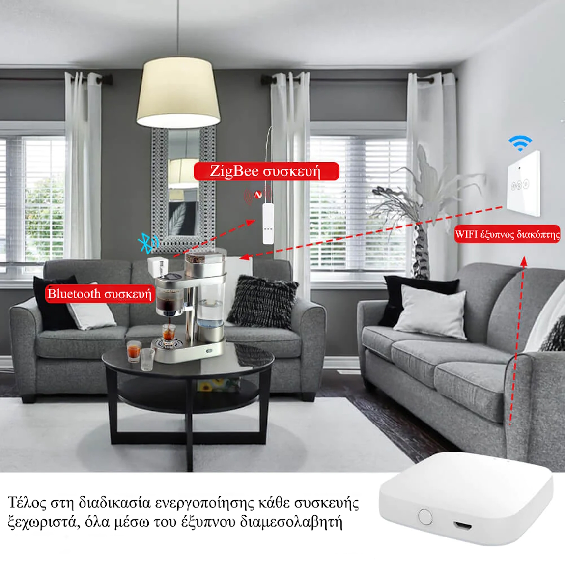 Moes Hub Ασύρματο ZigBee, WiFi και Bluetooth 2ης Γενιάς Smart Home Gateway (MHUB-W-Q-MS)