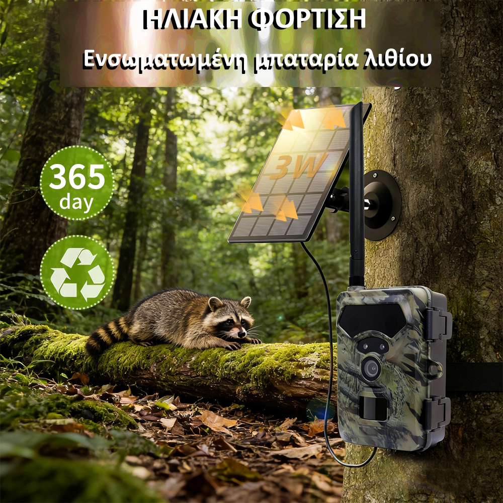 ασύρματη κάμερα με κάρτα sim και ηλιακό πάνελ