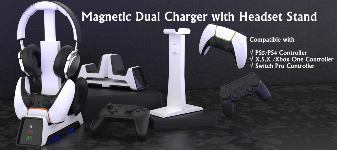 JYS P5113 Μαγνητικό Charging Dock για Controllers(PS5/PS4/Switch) και Βάση Ακουστικών