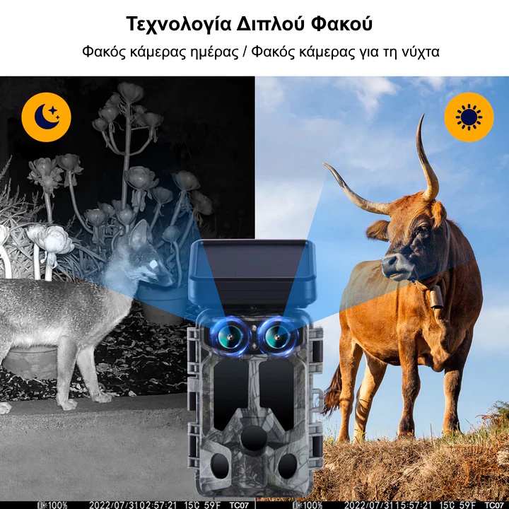 Κάμερα κυνηγιού 4k με ηλιακή φόρτιση