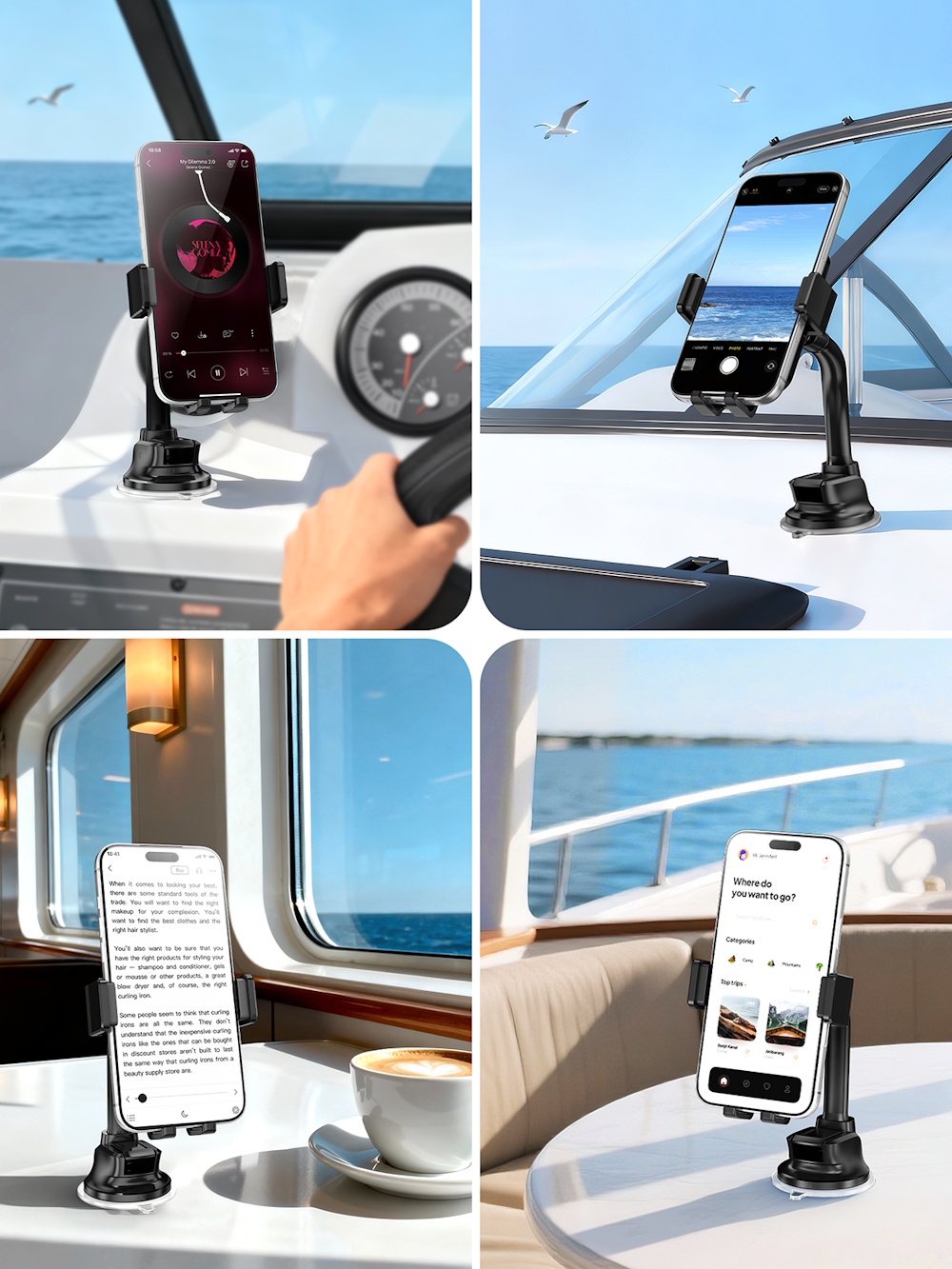 Βάση κινητού με μακρύ βραχίονα και βεντούζα